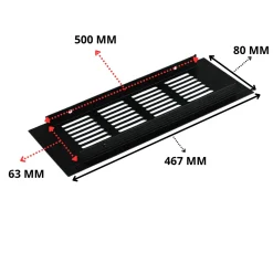 By Mjm - Plintrooster / Ventilatie Rooster 500x80 Zwart