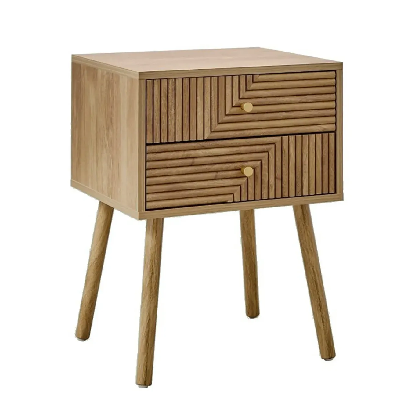 Calicosy - Eden Nachtkastje 2 Lades - Licht Hout - 60x45x39 Cm