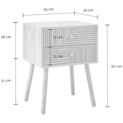 Calicosy - Eden Nachtkastje 2 Lades - Licht Hout - 60x45x39 Cm