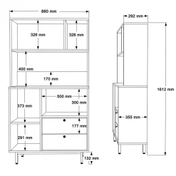 Calicosy - Keukenkast Met 2 Lades Ode - 35,5x88x161,2 Cm