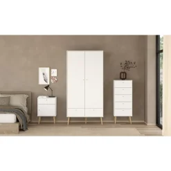 Calicosy - Ladekast Met 5 Lades En Houten Poten H120,1 Cm – Tarp