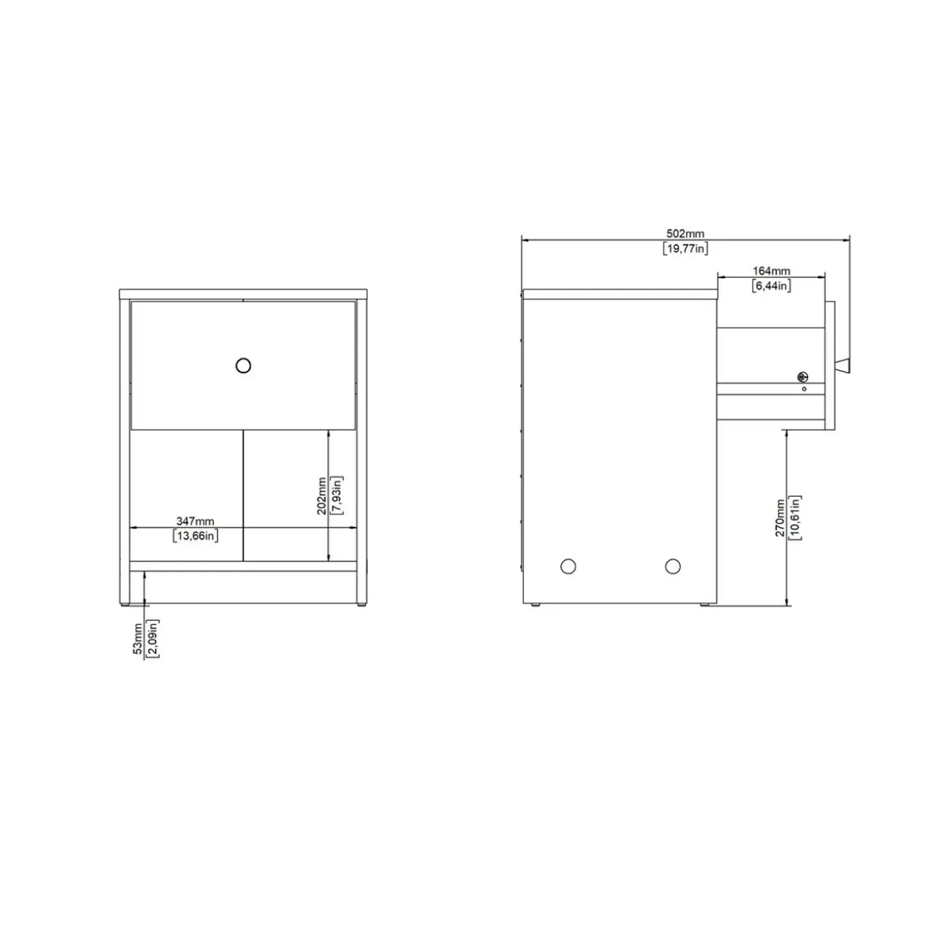 Calicosy - Nachtkastje Met 1 Lade En 1 Open Vak B37,9 Cm – Lise