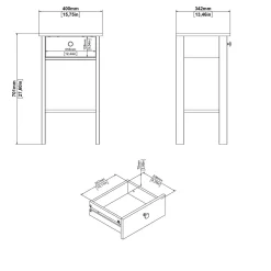 Calicosy - Nachtkastje Met 1 Lade, 1 Plank Matzwart H70,1 Cm – Barcelone