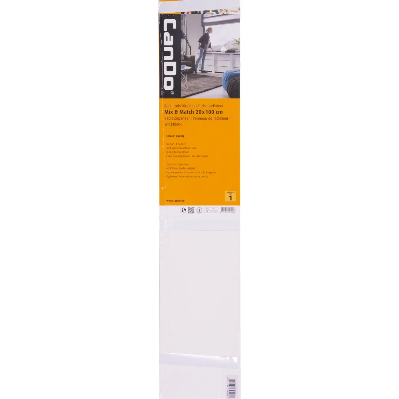 CanDo Mix&Match – radiatorbekleding – voorpaneel - wit – 100 x 20 cm