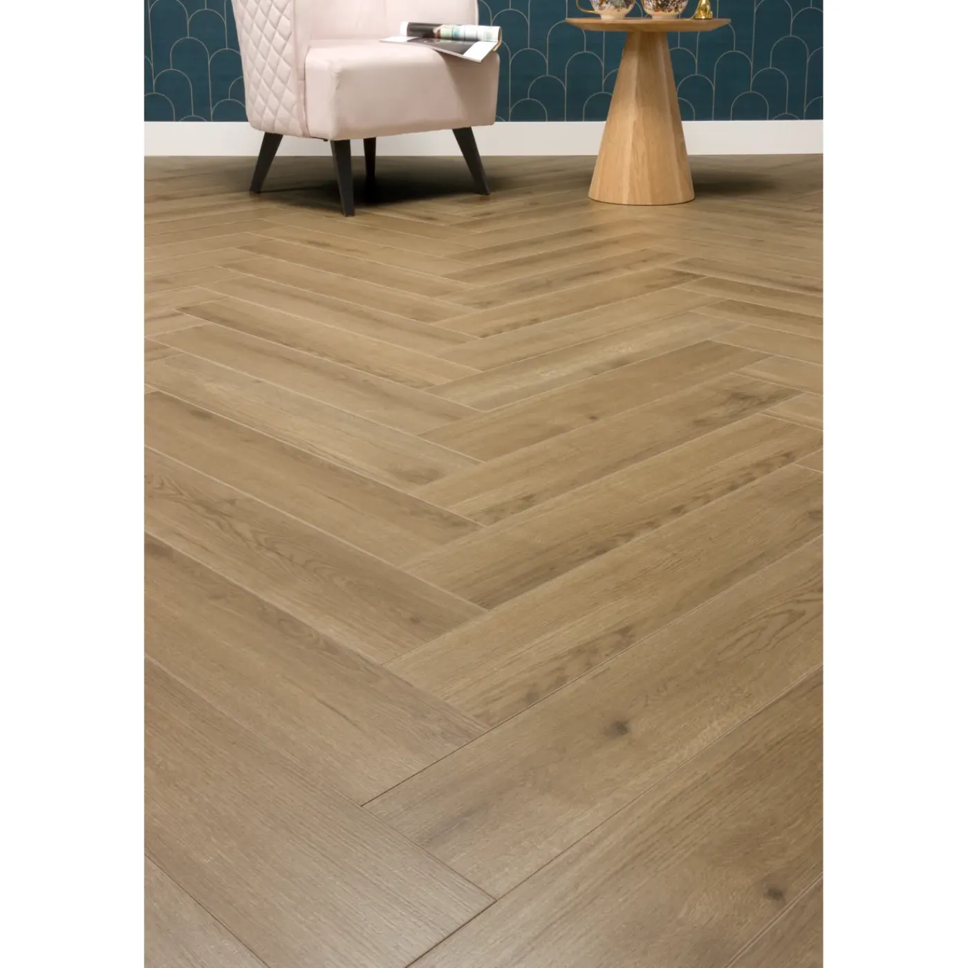 CanDo Visgraat Laminaat Herringbone - Warmgrijs Eiken - 4-zijdige V-groef - 8mm - 1,238m²