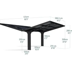 Canopia Carport Sydney dubbel boog zwart 286x586cm