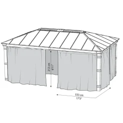 Canopia gordijnen grijs voor prieel Dallas 533x212cm