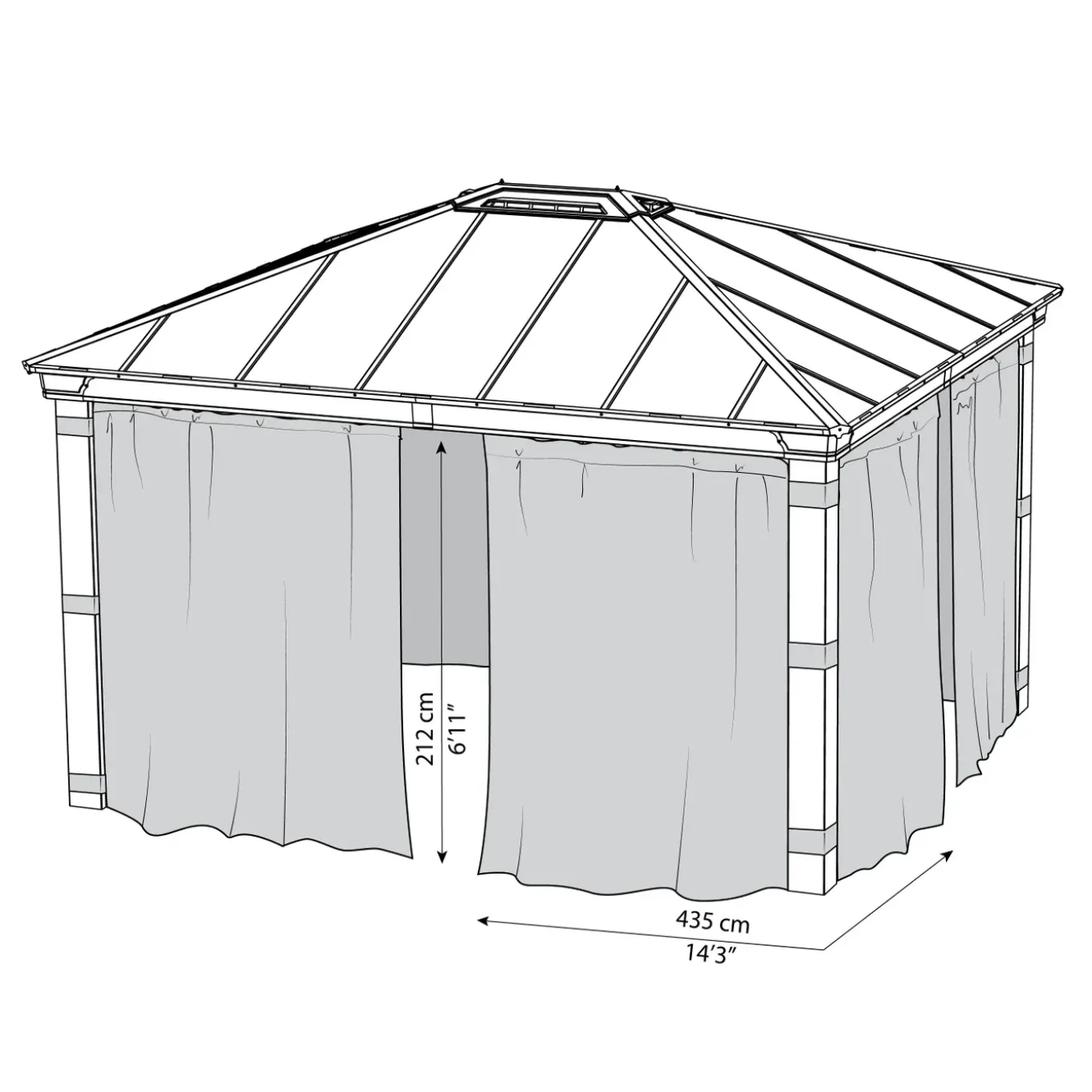 Canopia gordijnen grijs voor prieel Dallas 435x212cm
