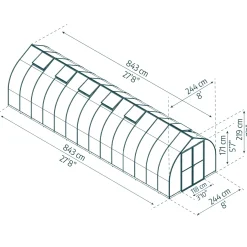 Canopia tuinkas Bella 244x844x218cm zilver