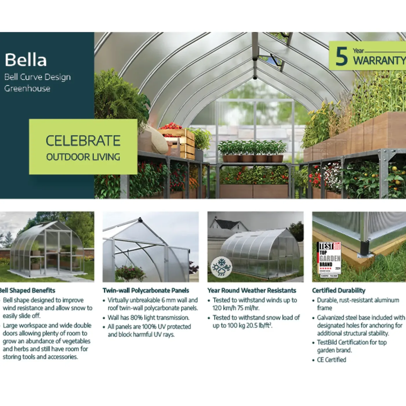 Canopia tuinkas Bella 244x844x218cm zilver
