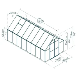 Canopia Tuinkas Essence 8x16 - Polycarbonaat - Transparant - 244x484x229 cm