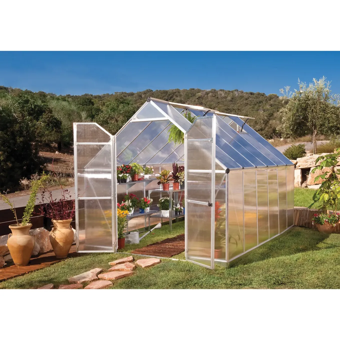 Canopia Tuinkas Essence 8x12 - Polycarbonaat - Zilver - 244x367x229cm