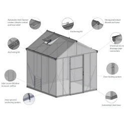 Canopia Tuinkas Glory Premium - Polycarbonaat 10mm - Grijs - 253x364x269cm