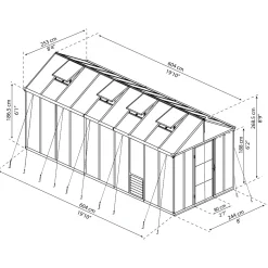 Canopia Tuinkas Glory 8x20 - Polycarbonaat 10mm - Grijs - 253x604x269 cm