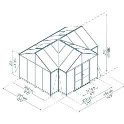 Canopia Tuinkas Triomphe Oranjerie - Polycarbonaat 10mm - Zwart - 303x380x190 cm