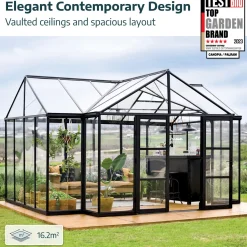 Canopia Tuinkas Triomphe Oranjerie - Polycarbonaat 10mm - Zwart - 303x380x190 cm