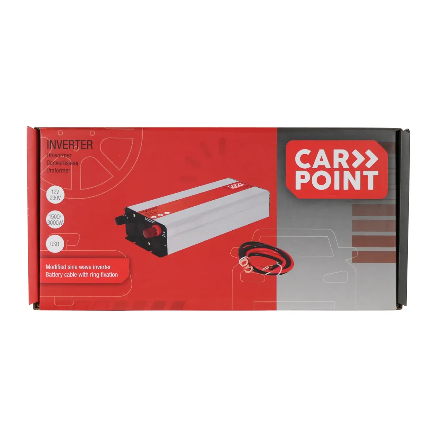 Carpoint Omvormer 12v>230v 1500w Accu Kabel