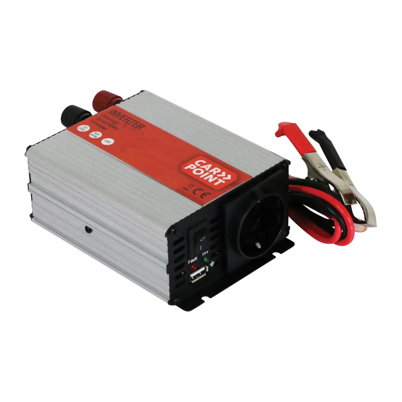 Carpoint Omvormer 12v>230v 300w Accuklemmen