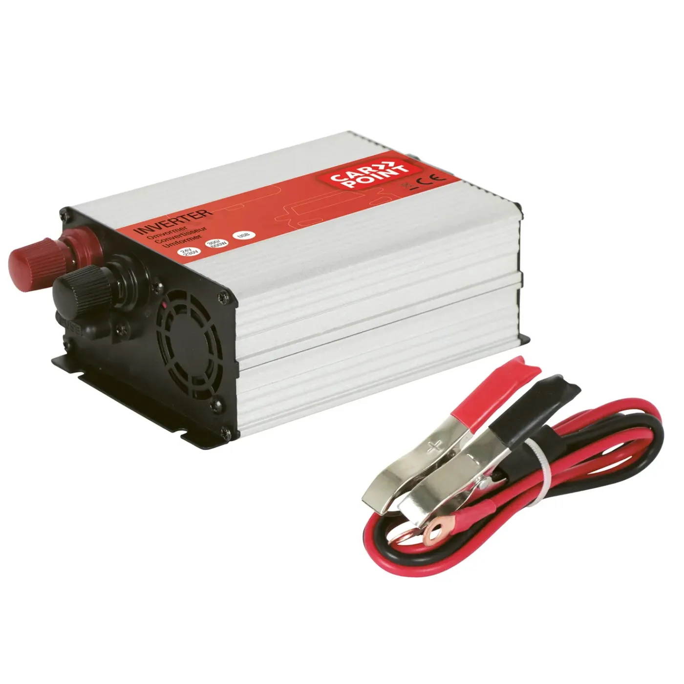 Carpoint Omvormer 24v>230v 300w Accuklemmen