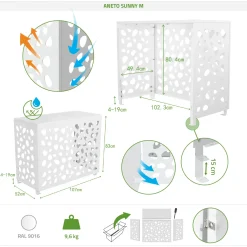 Casanoov Airco- & Warmtepomp Ombouw Aneto Sunny Aluminium Wit - Maat M