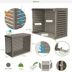 Casanoov Airco- & Warmtepomp Ombouw Aneto Aluminium Taupe Met Onderzijde - Maat M