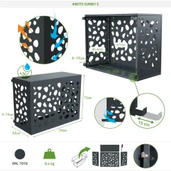 Casanoov Airco- & Warmtepomp Ombouw Aneto Sunny Aluminium Grijs Met Onderzijde - Maat S