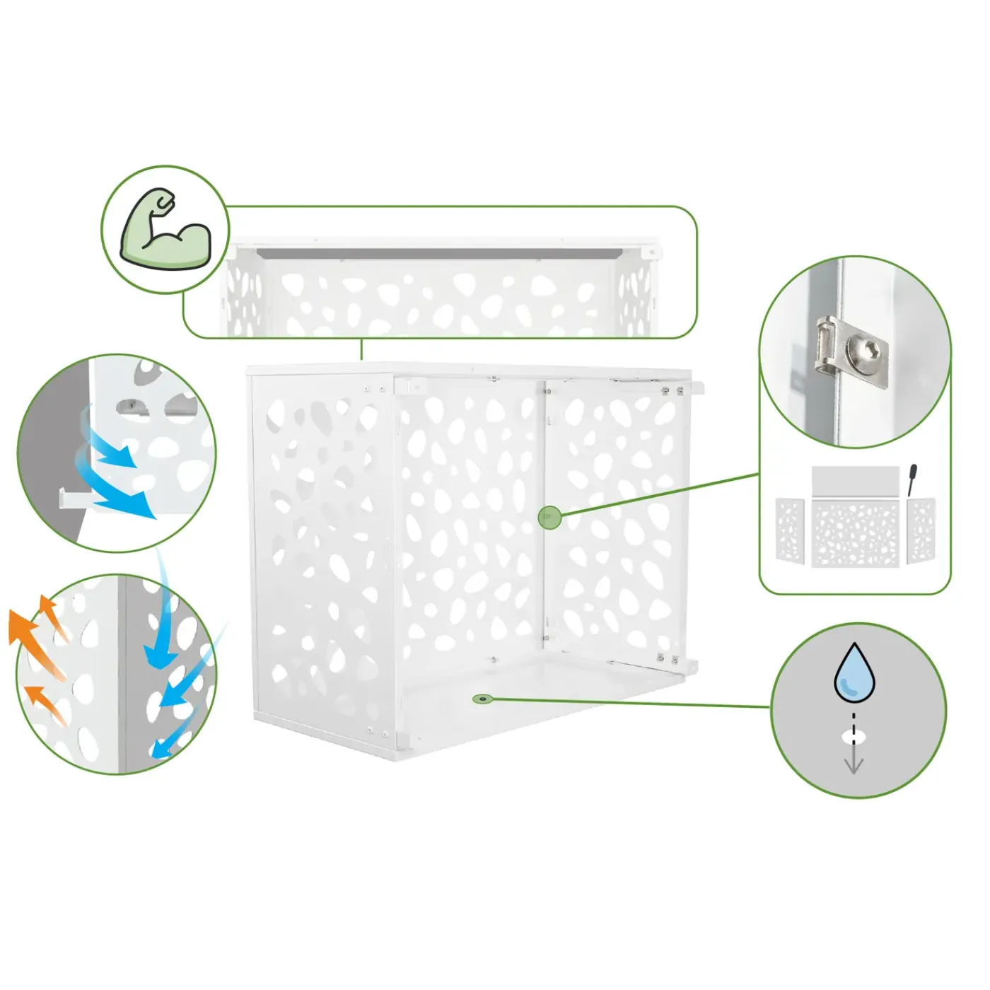 Casanoov Airco- & Warmtepomp Ombouw Aneto Sunny Aluminium Wit Met Onderzijde - Maat M