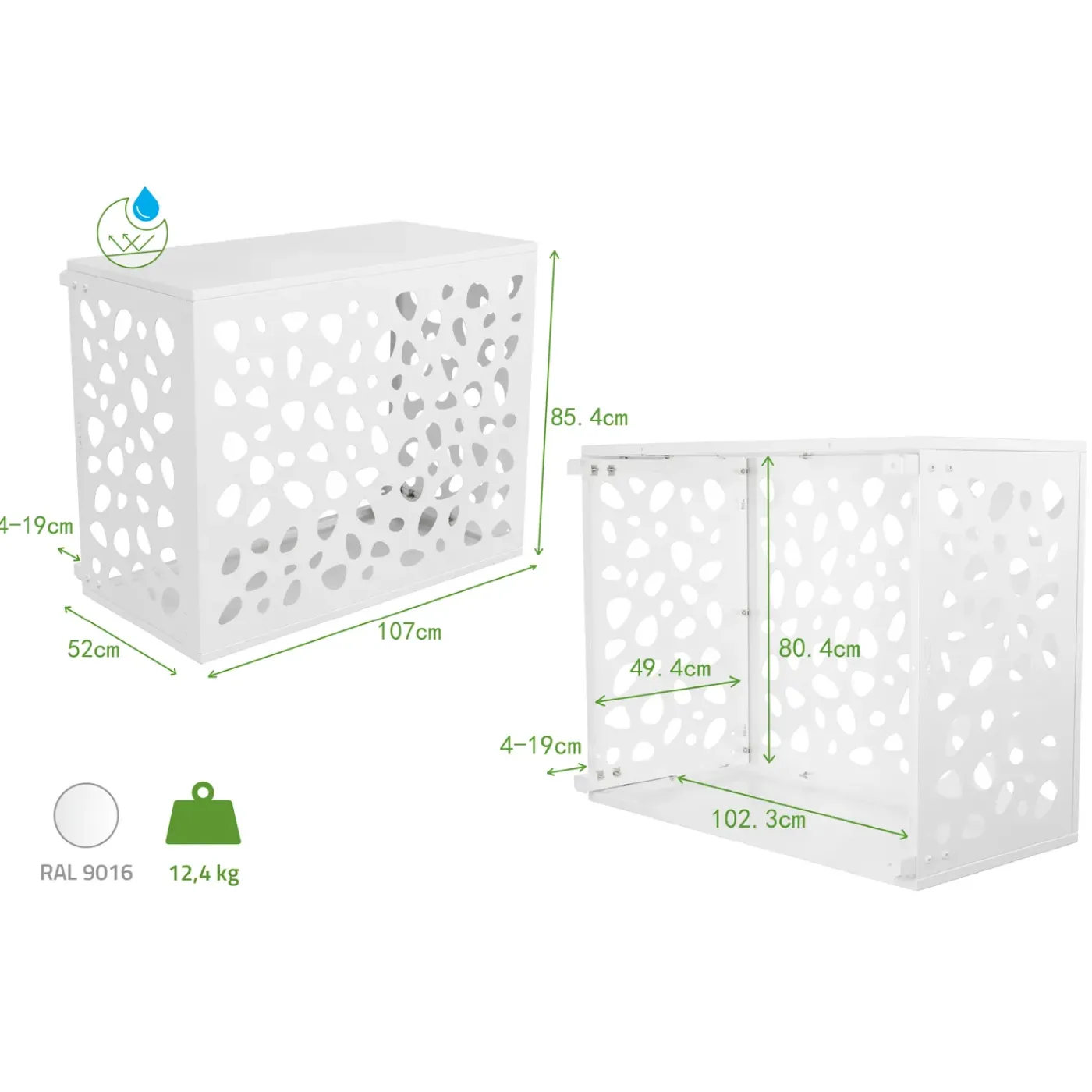 Casanoov Airco- & Warmtepomp Ombouw Aneto Sunny Aluminium Wit Met Onderzijde - Maat M