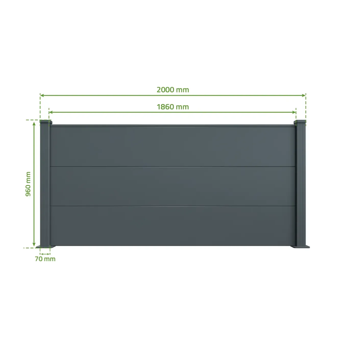 Casanoov Alpis-omheining, Antracietgrijs, 2 M, Hoogte 90 Cm, Aluminium - Brede Lamellen