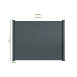 Casanoov Alpis-omheining, Antracietgrijs, 2 M, H. 150 Cm, Aluminium - Brede Lamellen
