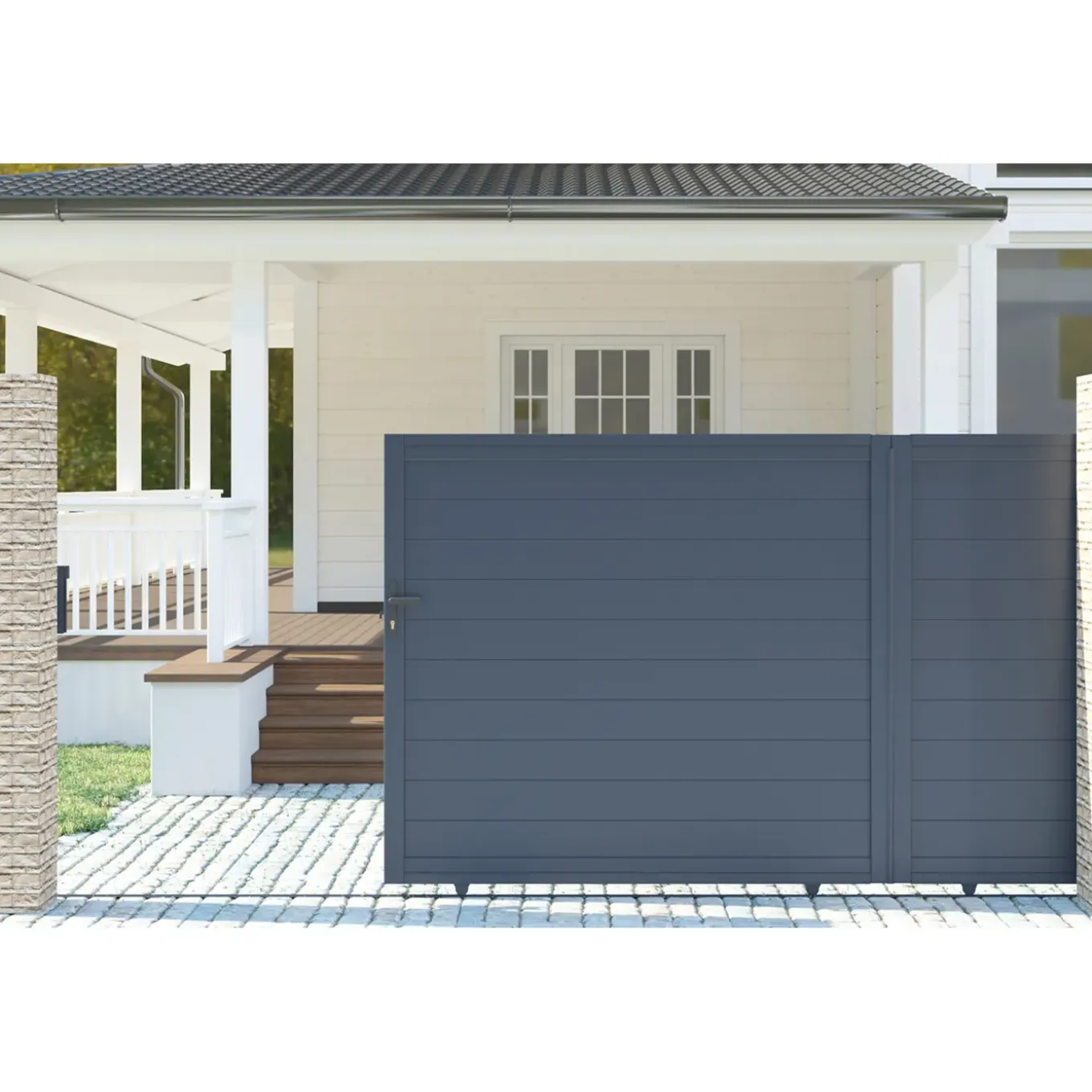 Casanoov Aluminium Elektrische Schuifpoort Eiger 4m H.140cm + Ranger C300 Motorisering