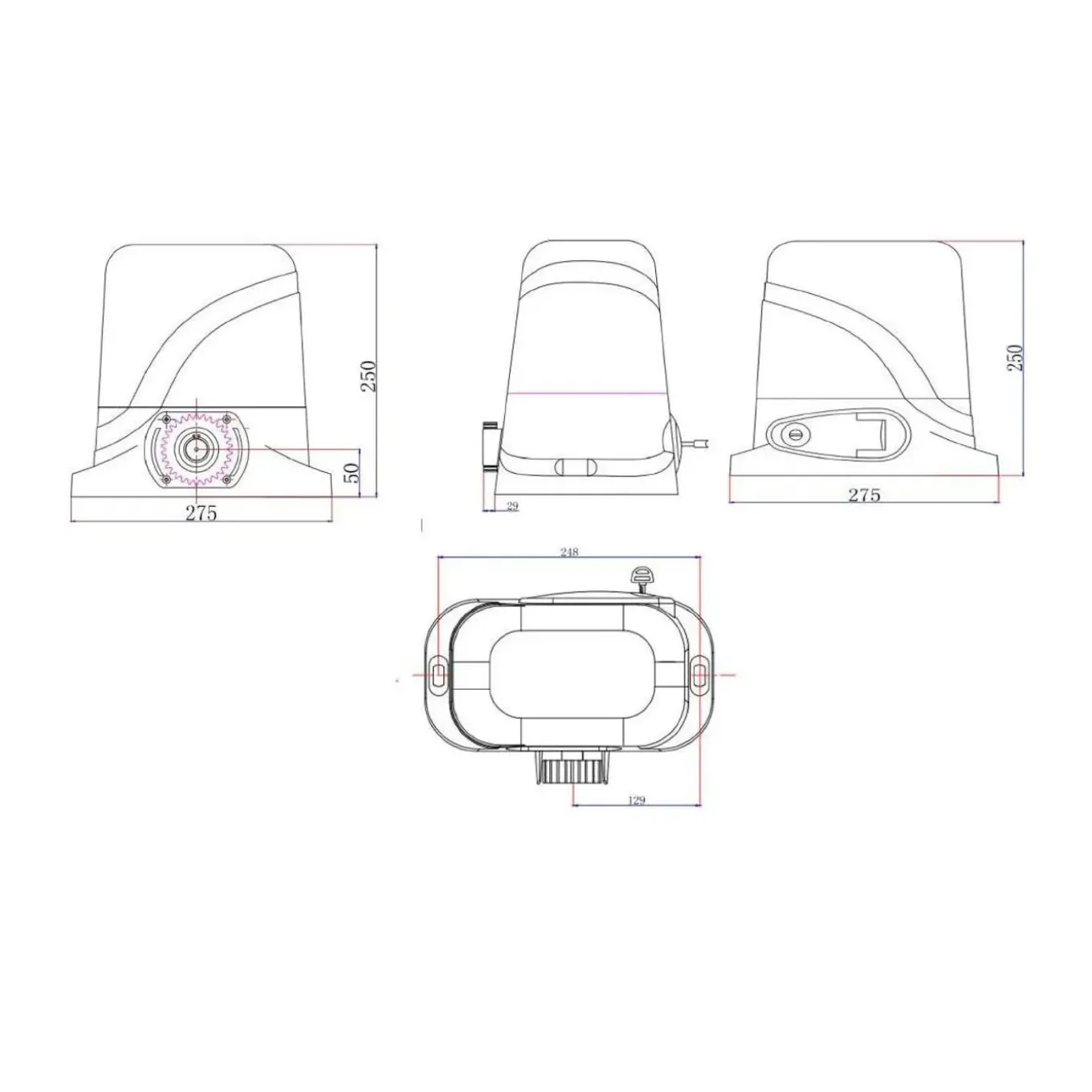 Casanoov Aluminium Elektrische Schuifpoort Eiger 4m H.140cm + Ranger C300 Motorisering
