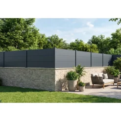 Casanoov Uitbreidingsset Alpis-omheining, Antracietgrijs, 2m H.90cm, Aluminium – Brede Lamellen