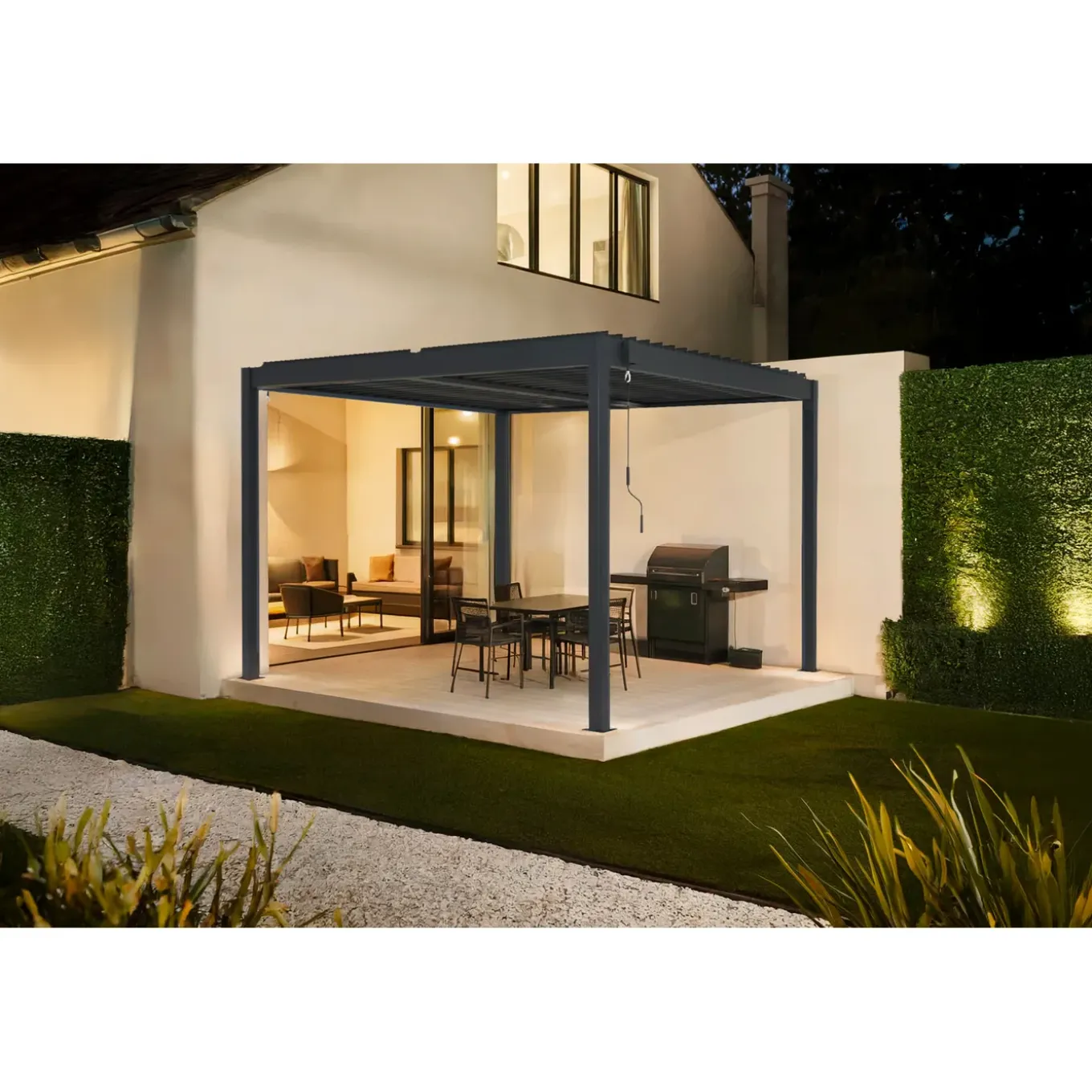Cazeboo Bioklimatische Pergola Piana Grijze 3x3m Aluminium - Verstelbare Latten
