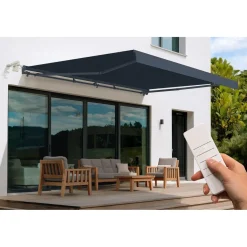 Cazeboo Gemotoriseerde Zonneluifel Fazzio 5x3m - 320g/m² Premium Canvas Grijs