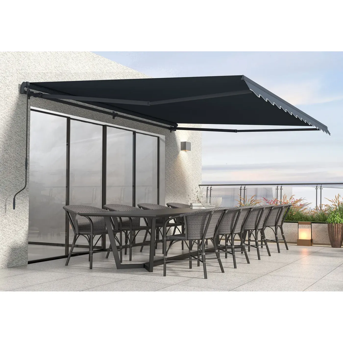 cazeboo Monoblock Luifel Vecchio 4x3m - 320g/m² Premium Canvas Grijs