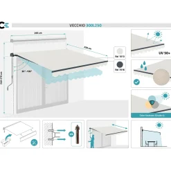Cazeboo Monoblock Luifel Vecchio 3x2,5m - 320g/m² Premium Canvas Beige