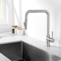 CECIPA MAX - Keukenspoelbak - Opbouwmodel, Geborsteld Inox, Uittrekbare Mengkraan