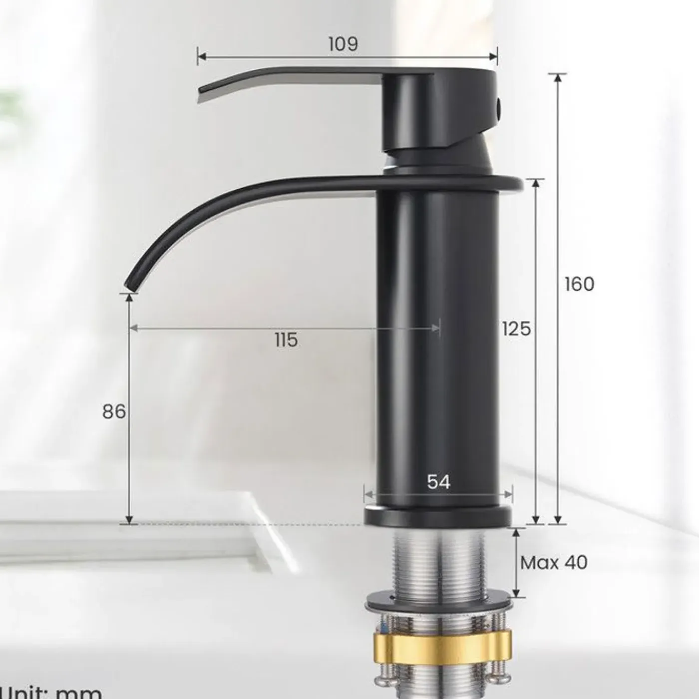 CECIPA MAX - Waterval Kraan Zwart - Vlotte Warm/koud Bediening - 160 Mm