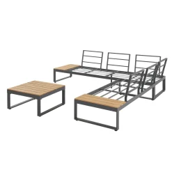 Central Park Hoekbank Scalea - Staal/Eucalyptus - Antraciet - 5 Personen
