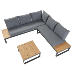 Central Park Hoekbank Scalea - Staal/Eucalyptus - Antraciet - 5 Personen