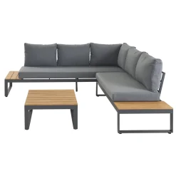 Central Park Hoekbank Scalea - Staal/Eucalyptus - Antraciet - 5 Personen