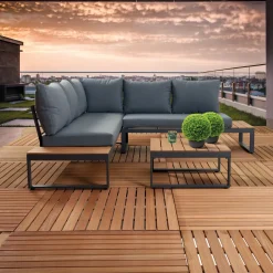 Central Park Hoekbank Scalea - Staal/Eucalyptus - Antraciet - 5 Personen