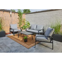 Central Park Loungeset Milos - Staal - Donkergrijs - 4 Personen