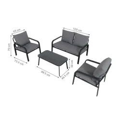 Central Park Loungeset Milos - Staal - Donkergrijs - 4 Personen