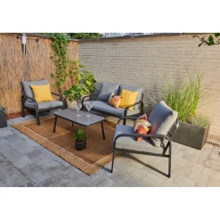 Central Park Loungeset Milos - Staal - Donkergrijs - 4 Personen