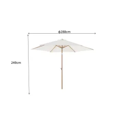 Central Park Stokparasol Sunny - D 288cm - Ecru - Kantelbaar Met Opwindmechanisme