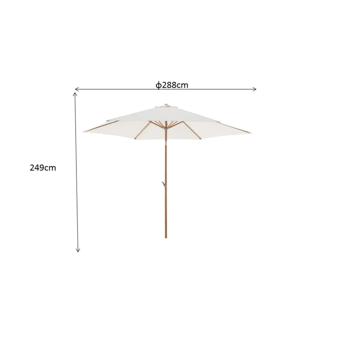 Central Park Stokparasol Sunny - D 288cm - Ecru - Kantelbaar Met Opwindmechanisme