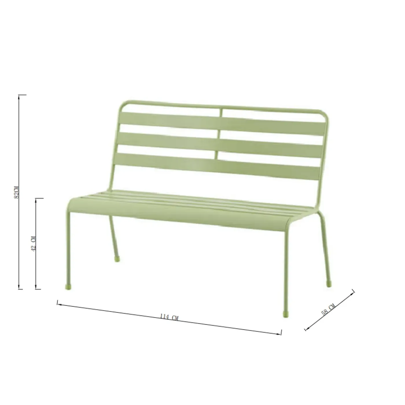 Central Park tuinbank Lily staal groen 127x63x86cm