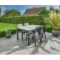 Central Park - Tuintafel - Andros - Aluminium/Glas 146x94x75cm - Uitschuifbaar (tot 219cm)